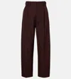 Brunello Cucinelli Wool And Cotton Straight Pants In Brown