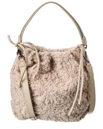 Brunello Cucinelli Wool & Leather Bucket Bag In Neutral