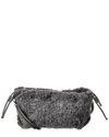 Brunello Cucinelli Wool & Leather Pouchette In Gray