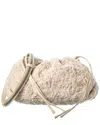 Brunello Cucinelli Wool & Leather Shoulder Bag In White