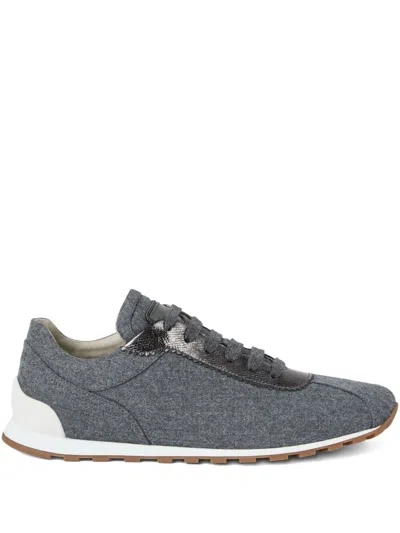 BRUNELLO CUCINELLI BRUNELLO CUCINELLI WOOL AND LEATHER SNEAKERS