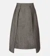 Brunello Cucinelli Wool And Linen-blend Midi Skirt In Gray