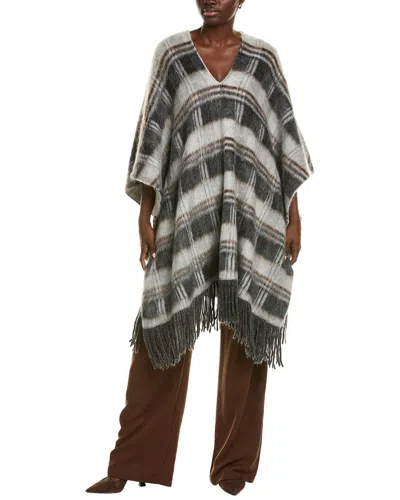 Brunello Cucinelli Wool & Mohair-blend Poncho In Multi