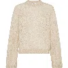 Brunello Cucinelli Wool-mohair Cable-knit Sweater In Beige