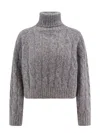 Brunello Cucinelli Wool And Mohair Cable Knit Turtleneck Sweater With