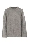 Brunello Cucinelli Wool And Mohair Sweater With Monili In Gray