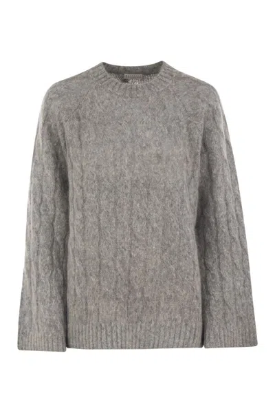 BRUNELLO CUCINELLI BRUNELLO CUCINELLI WOOL AND MOHAIR SWEATER WITH MONILI