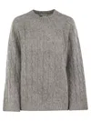 Brunello Cucinelli Women Wool And Mohair Sweater With Monili In Grey