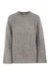 Brunello Cucinelli Women Wool And Mohair Sweater With Monili In Grey