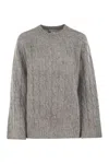 Brunello Cucinelli Wool And Mohair Sweater With Monili In Grey