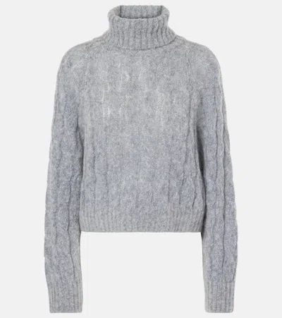 Brunello Cucinelli Wool And Mohair Turtleneck Sweater In Blue