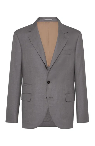 Brunello Cucinelli Single-breasted Suit Blazer In Grey
