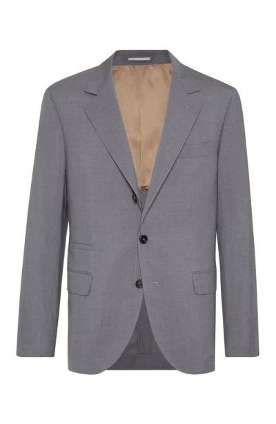 Brunello Cucinelli Men's Super 150s Lightweight Wool And Silk Blazer In Grey