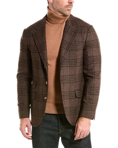 Brunello Cucinelli Wool & Silk-blend Blazer In Brown