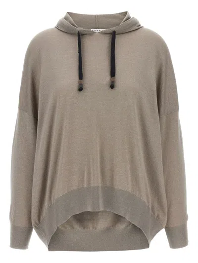Brunello Cucinelli Wool And Silk Blend Hoodie In Brown