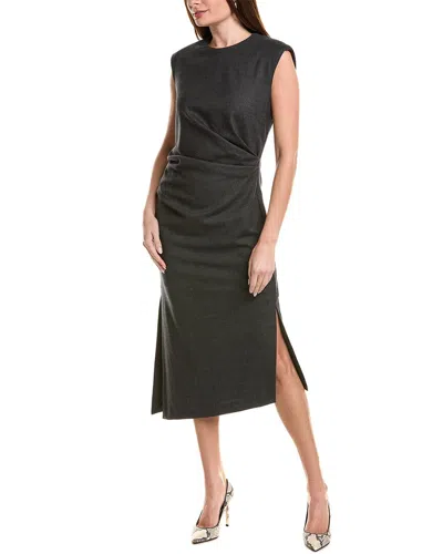 Brunello Cucinelli Wool & Silk-blend Midi Dress In Black
