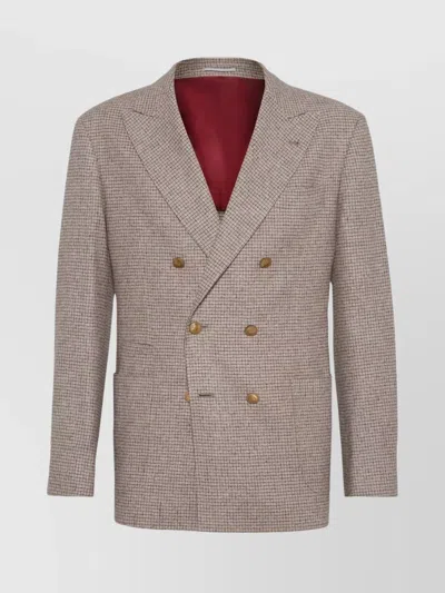 BRUNELLO CUCINELLI WOOL AND SILK DOUBLE-BREASTED JACKET