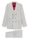 Brunello Cucinelli Men Wool And Silk Double-breasted Suit In Gray