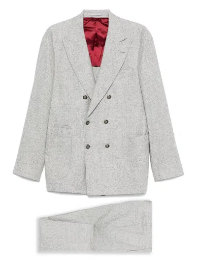 BRUNELLO CUCINELLI BRUNELLO CUCINELLI WOOL AND SILK DOUBLE-BREASTED SUIT