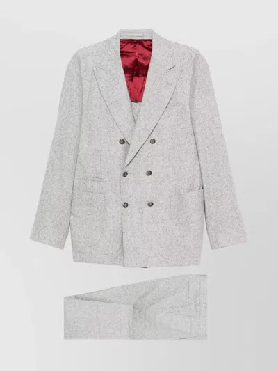 BRUNELLO CUCINELLI WOOL AND SILK DOUBLE-BREASTED SUIT