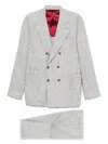 Brunello Cucinelli Men Wool And Silk Double-breasted Suit In Gray