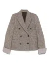 Brunello Cucinelli Double-breasted Wool Short Coat Clothing In Brown