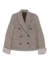 Brunello Cucinelli Double-breasted Wool Short Coat Clothing In Brown