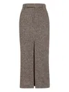 Brunello Cucinelli High-waisted Houndstooth Midi Skirt In Brown