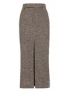 Brunello Cucinelli High-waisted Houndstooth Midi Skirt In Gray