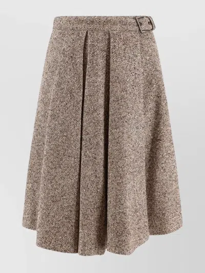 BRUNELLO CUCINELLI WOOL AND SILK MIDI SKIRT