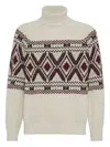 Brunello Cucinelli Men Wool And Silk Turtle-neck Jumper In Neutral