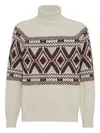 Brunello Cucinelli Men Wool And Silk Turtle-neck Jumper In Sand
