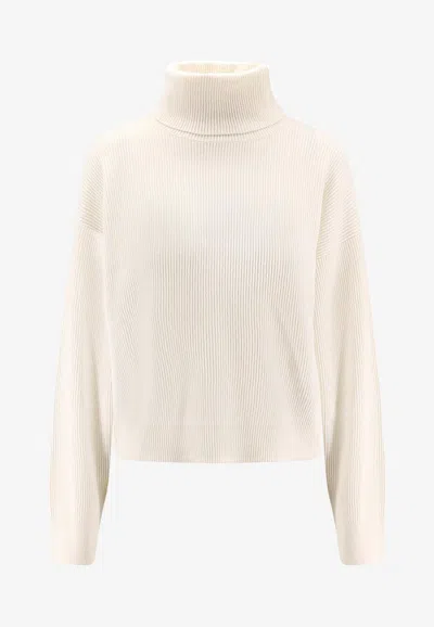 BRUNELLO CUCINELLI WOOL AND SILK TURTLENECK SWEATER