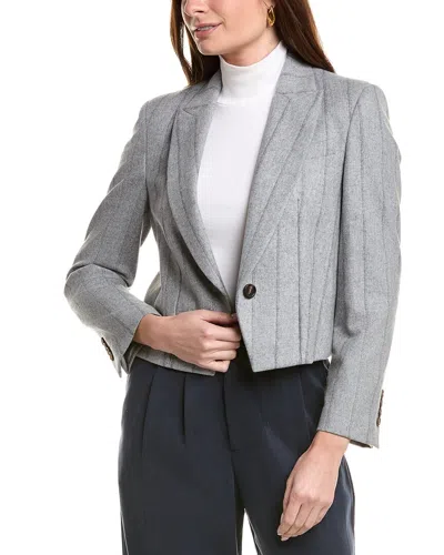 Brunello Cucinelli Wool & Silk-blend Blazer In Gray