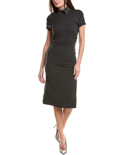 Brunello Cucinelli Wool & Silk-blend Midi Dress In Black