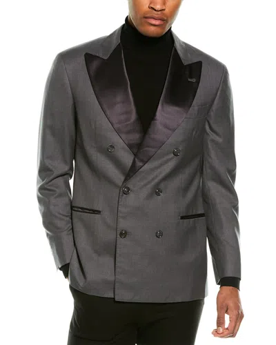 Brunello Cucinelli Wool & Silk-blend Tuxedo Jacket In Gray