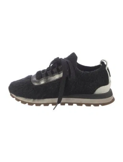 Pre-owned Brunello Cucinelli Wool Athletic Sneakers In Black