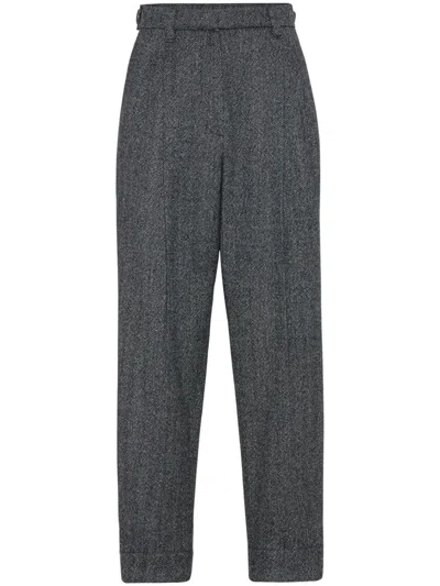 Brunello Cucinelli Women Wool Baggy Sartorial Trousers In Grey