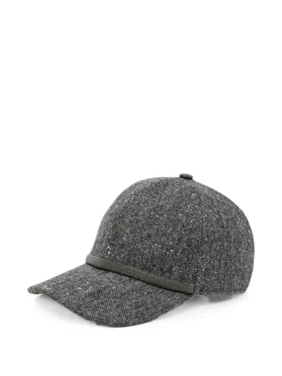 Brunello Cucinelli Wool Baseball Cap In Grey