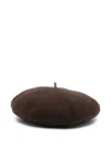 Brunello Cucinelli Round Wool Basque Hat With Top Loop In Brown
