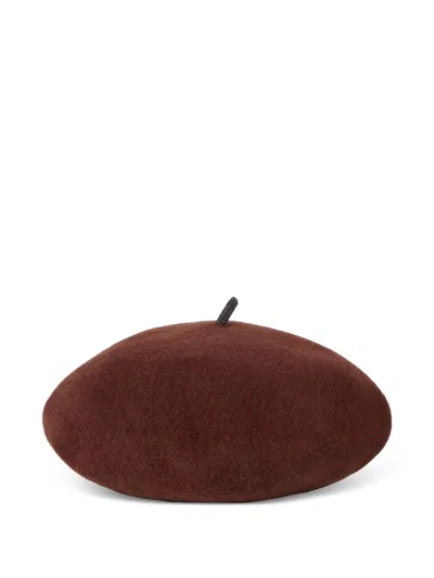 Brunello Cucinelli Wollberet Mit Edlem Detail In Brown