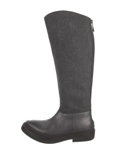 Pre-owned Brunello Cucinelli Wool Beaded Accents Riding Boots In Gray
