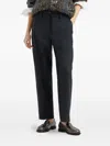 Brunello Cucinelli Wool Belted-trousers In Blue