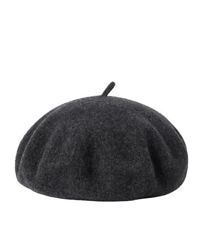 Brunello Cucinelli Wool Beret In Black