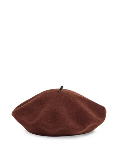 Brunello Cucinelli Kids' Wool Beret In Brown