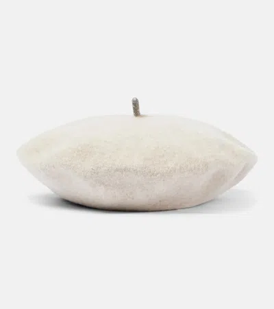 Brunello Cucinelli Wool Beret In Brown