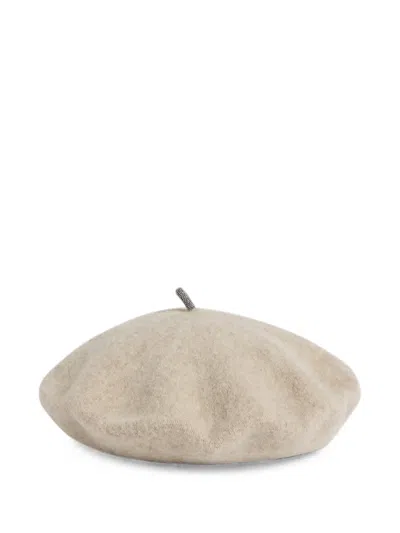 Brunello Cucinelli Kids' Wool Beret In Neutrals