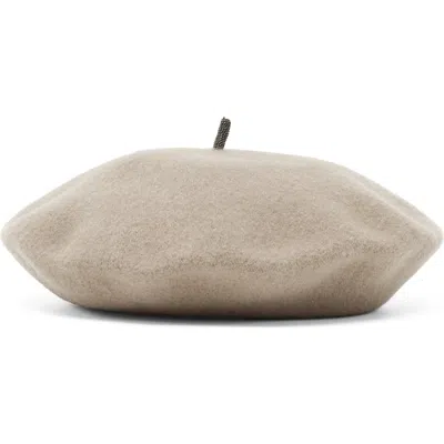 Brunello Cucinelli Wool Beret In Pearl