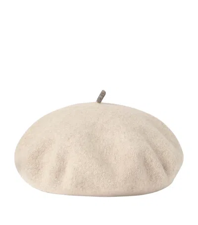 Brunello Cucinelli Wool Beret In White