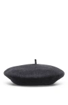 Brunello Cucinelli Wool Beret With Precious Detail In Lignite Grey
